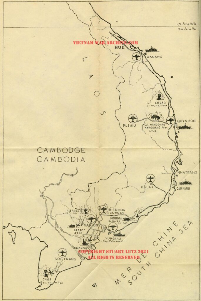 A Map Of South Vietnam, Showing Various Military Bases – Vietnam War ...