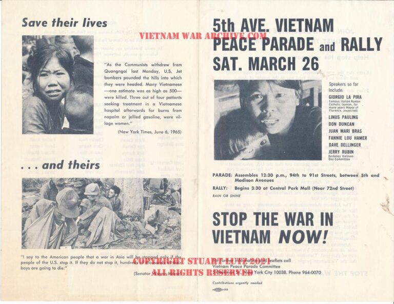 A Leaflet For The 1966 Anti-War March On Fifth Avenue In New York City ...